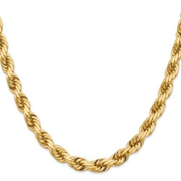 New 14k gold semi solid 18 inch rope chain - Picture 4 of 11